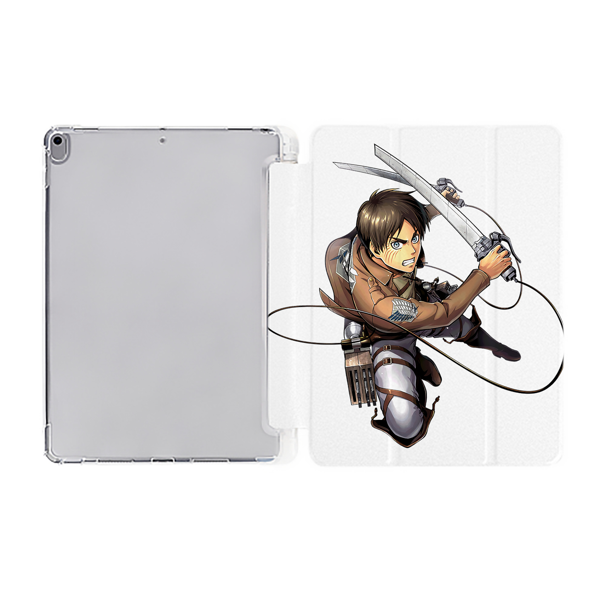 （画像用） 進撃の巨人 エレン･イェーガー Attack on Titan Eren Jäger IPad ケース ペン収納付き 三つ折りスタンド PUレザー×シリコン 対応機種9.5/10.5/10.9インチ